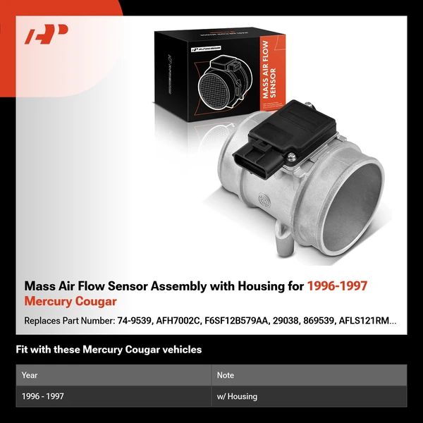 Mass Air Flow Sensor Assembly with Housing for 1996-1997 Mercury Cougar