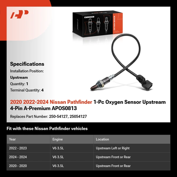 2020 2022-2024 Nissan Pathfinder 1-Pc Oxygen Sensor Upstream 4-Pin A-Premium APOS0813