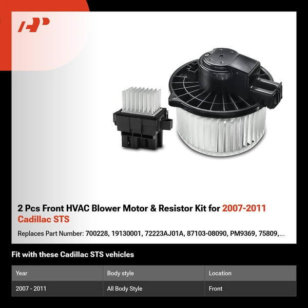 2 Pcs Front HVAC Blower Motor & Resistor Kit for 2007-2011 Cadillac STS