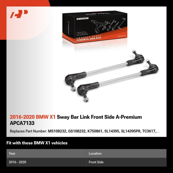 2016-2020 BMW X1 Sway Bar Link Front Side A-Premium APCA7133