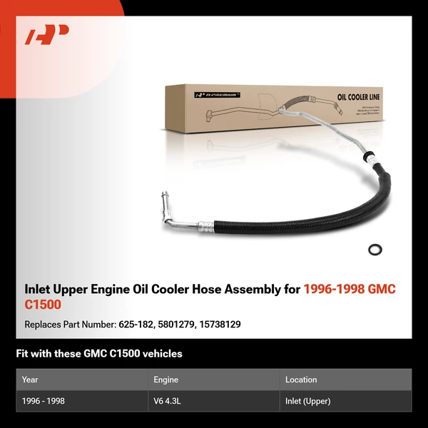 Inlet Upper Engine Oil Cooler Hose Assembly for 1996-1998 GMC C1500