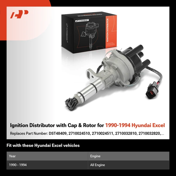 Ignition Distributor with Cap & Rotor for 1990-1994 Hyundai Excel
