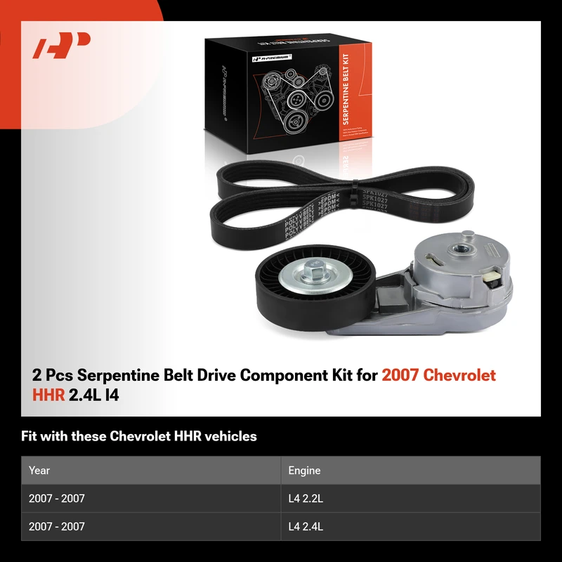 2 Pcs Serpentine Belt Drive Component Kit for 2007 Chevrolet HHR 2.4L l4