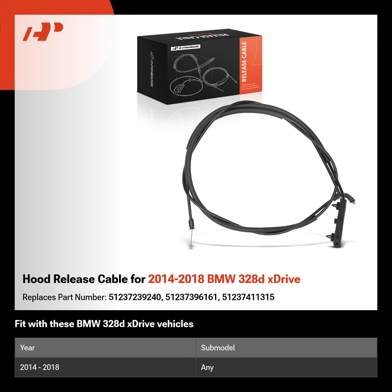 Hood Release Cable for 2014-2018 BMW 328d xDrive
