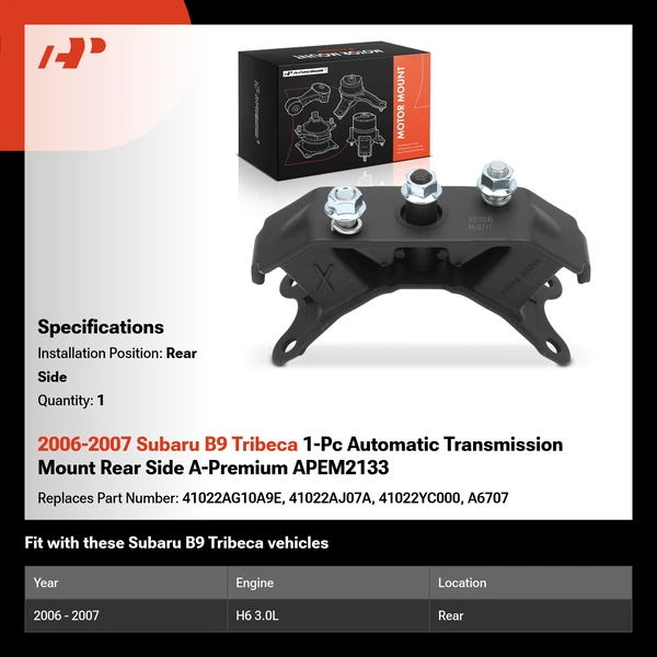 2006-2007 Subaru B9 Tribeca 1-Pc Automatic Transmission Mount Rear A-Premium APEM2133