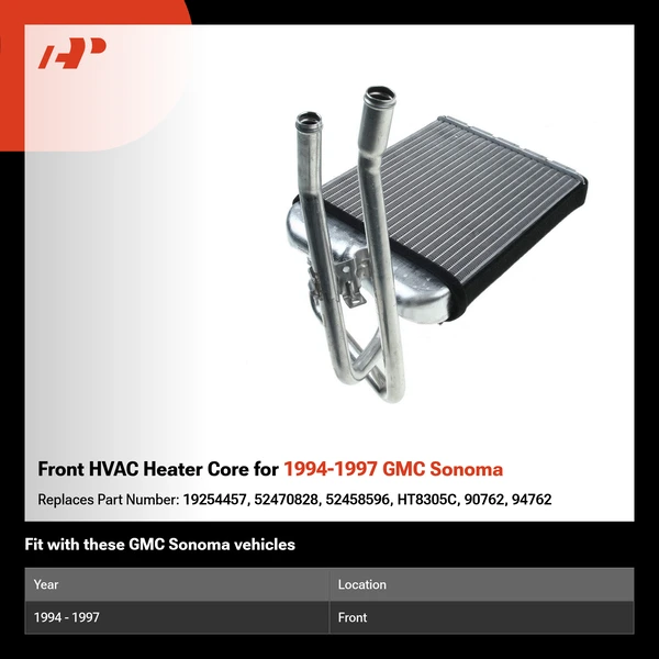 Front HVAC Heater Core for 1994-1997 GMC Sonoma