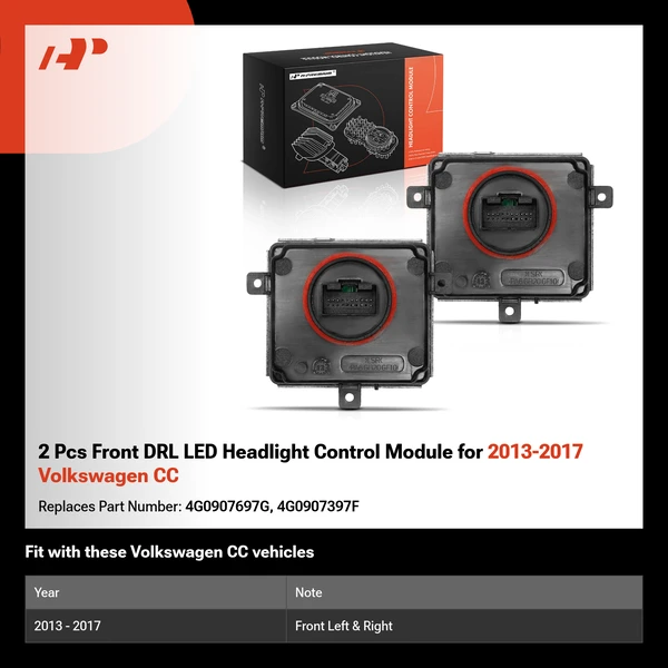 2 Pcs Front DRL LED Headlight Control Module for 2013-2017 Volkswagen CC