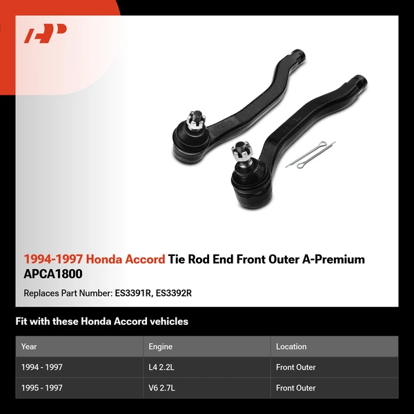 1994-1997 Honda Accord Tie Rod End Front Outer A-Premium APCA1800