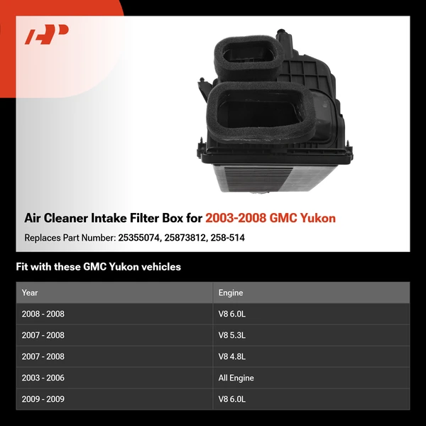 Air Cleaner Intake Filter Box for 2003-2008 GMC Yukon