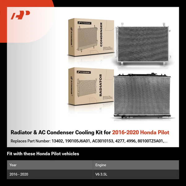 Radiator & AC Condenser Cooling Kit for 2016-2020 Honda Pilot