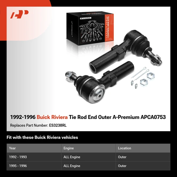 1992-1996 Buick Riviera Tie Rod End Outer A-Premium APCA0753