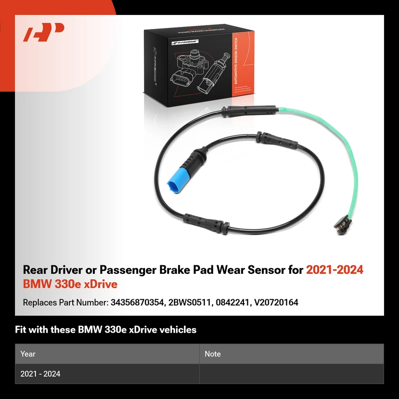 Rear Driver or Passenger Brake Pad Wear Sensor for 2021-2024 BMW 330e xDrive