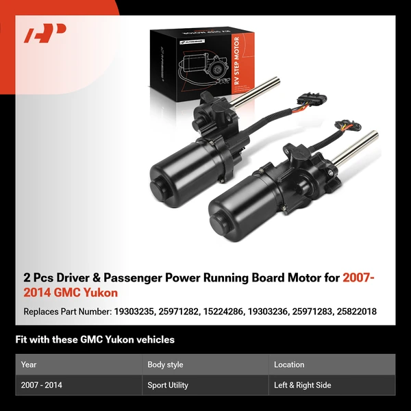 2 Pcs Driver & Passenger Power Running Board Motor for 2007-2014 GMC Yukon