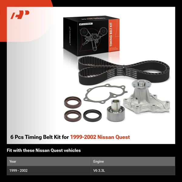 6 Pcs Timing Belt Kit for 1999-2002 Nissan Quest