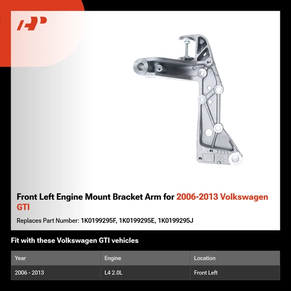 Front Left Engine Mount Bracket Arm for 2006-2013 Volkswagen GTI
