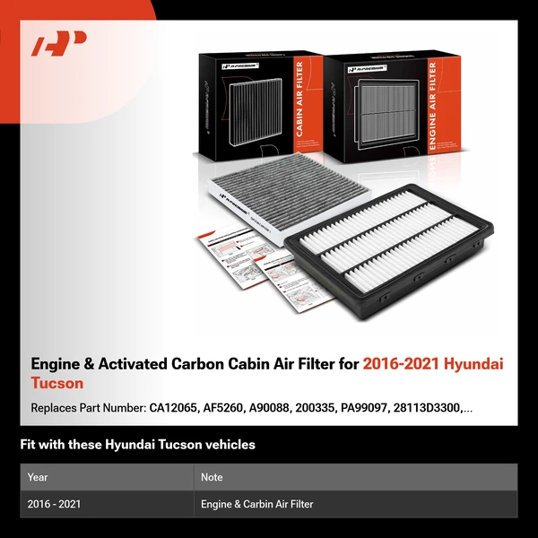 Engine & Activated Carbon Cabin Air Filter for 2016-2021 Hyundai Tucson