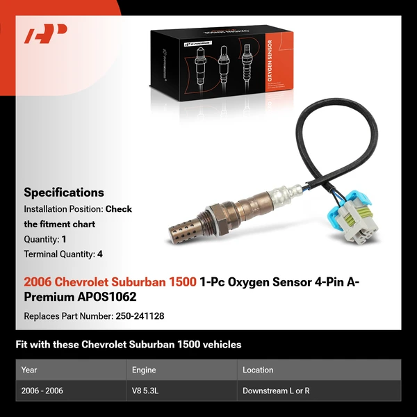 2006 Chevrolet Suburban 1500 1-Pc Oxygen Sensor 4-Pin A-Premium APOS1062