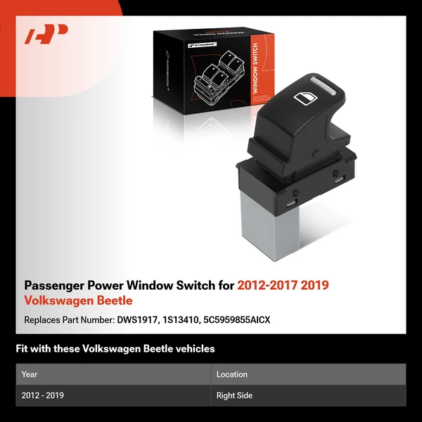 Passenger Power Window Switch for 2012-2017 2019 Volkswagen Beetle