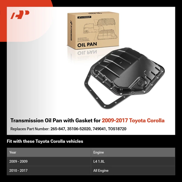 Transmission Oil Pan with Gasket for 2009-2017 Toyota Corolla