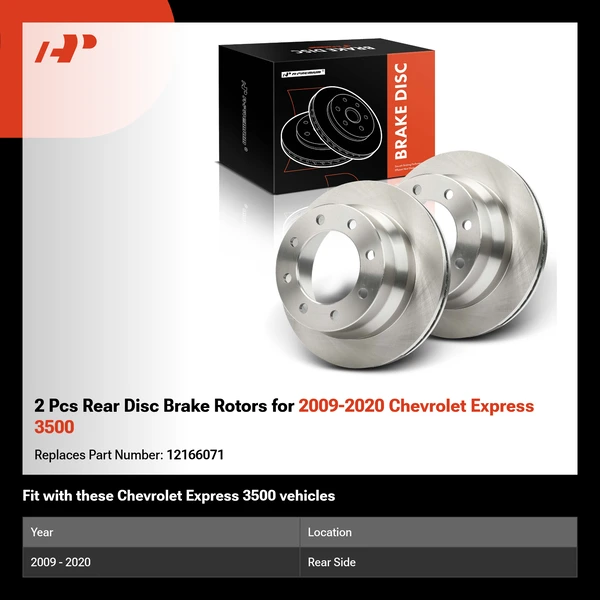 2 Pcs Rear Disc Brake Rotors for 2009-2020 Chevrolet Express 3500