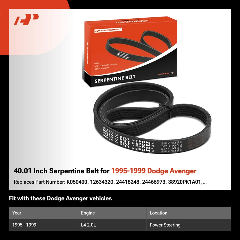 40.01 Inch Serpentine Belt for 1995-1999 Dodge Avenger