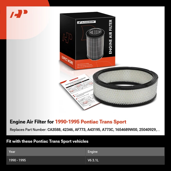 Engine Air Filter for 1990-1995 Pontiac Trans Sport