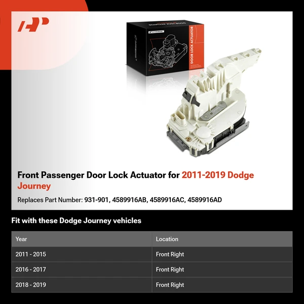 Front Passenger Door Lock Actuator for 2011-2019 Dodge Journey