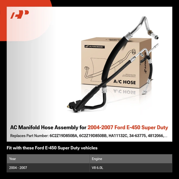 AC Manifold Hose Assembly for 2004-2007 Ford E-450 Super Duty