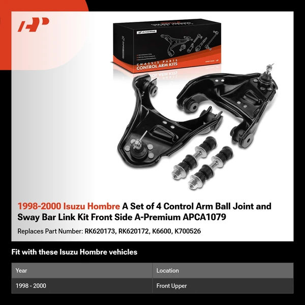 1998-2000 Isuzu Hombre A Set of 4 Control Arm Ball Joint and Sway Bar Link Kit Front Side A-Premium APCA1079
