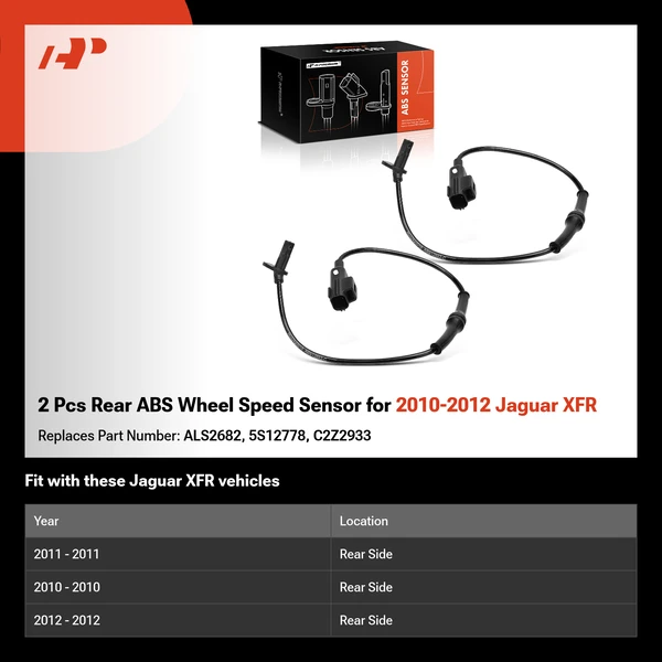 2 Pcs Rear ABS Wheel Speed Sensor for 2010-2012 Jaguar XFR