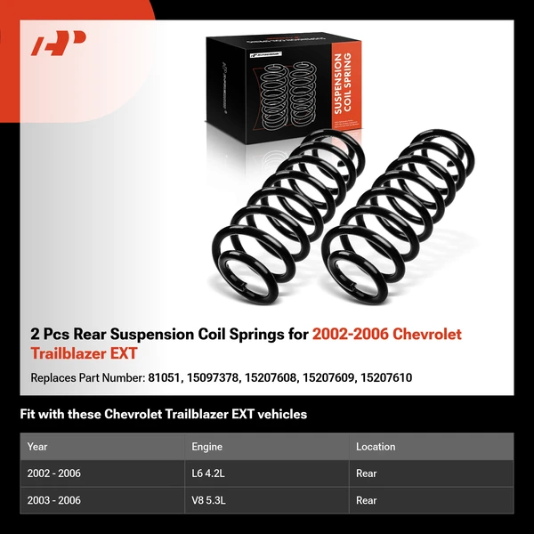 2 Pcs Rear Suspension Coil Springs for 2002-2006 Chevrolet Trailblazer EXT
