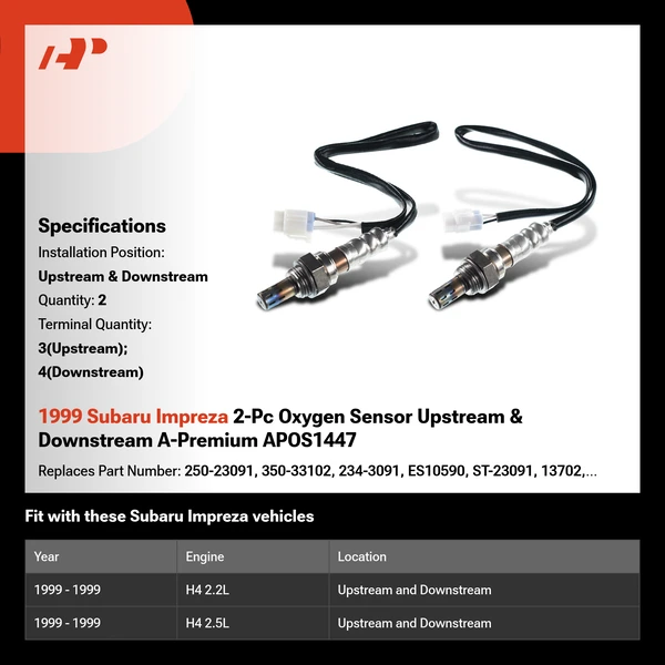1999 Subaru Impreza 2-Pc Oxygen Sensor Upstream & Downstream A-Premium APOS1447