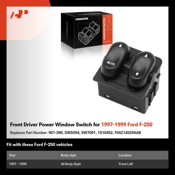 Front Driver Power Window Switch for 1997-1999 Ford F-250