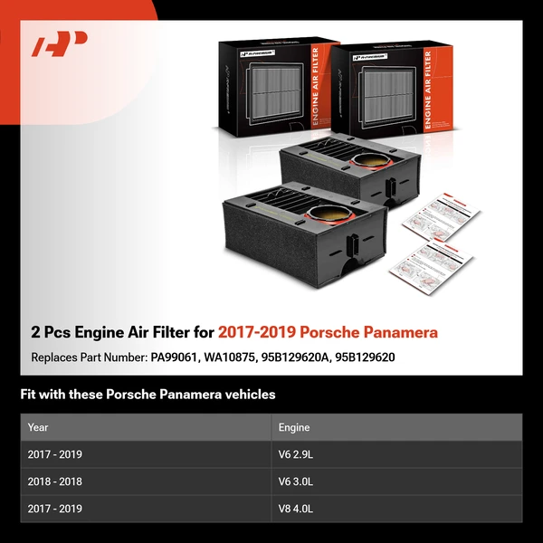 2 Pcs Engine Air Filter for 2017-2019 Porsche Panamera