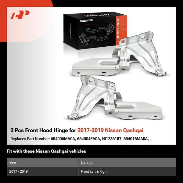 2 Pcs Front Hood Hinge for 2017-2019 Nissan Qashqai