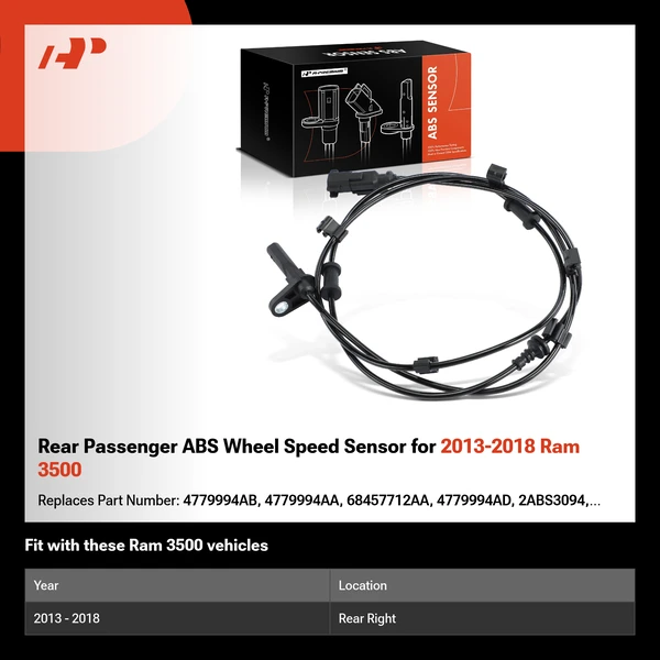 Rear Passenger ABS Wheel Speed Sensor for 2013-2018 Ram 3500