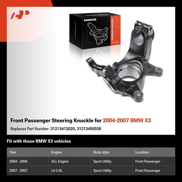Front Passenger Steering Knuckle for 2004-2007 BMW X3