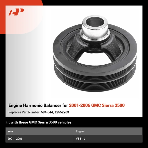 Engine Harmonic Balancer for 2001-2006 GMC Sierra 3500