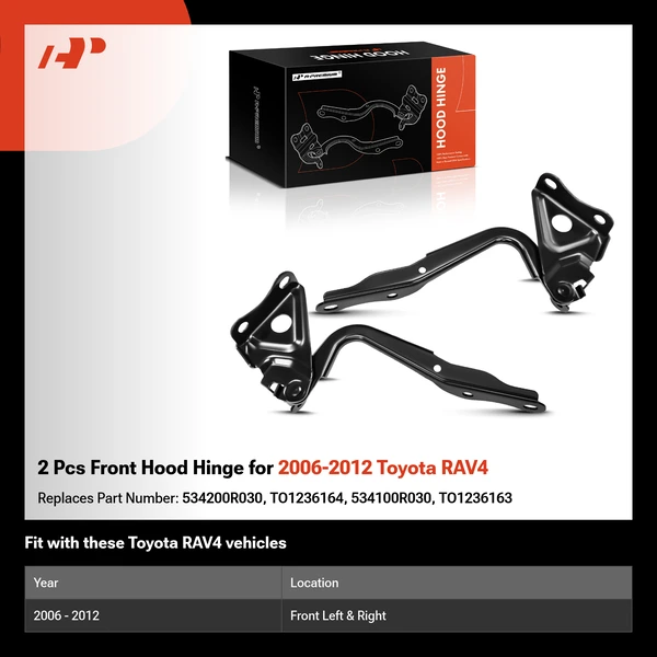 2 Pcs Front Hood Hinge for 2006-2012 Toyota RAV4