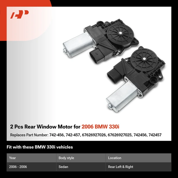 2 Pcs Rear Window Motor for 2006 BMW 330i