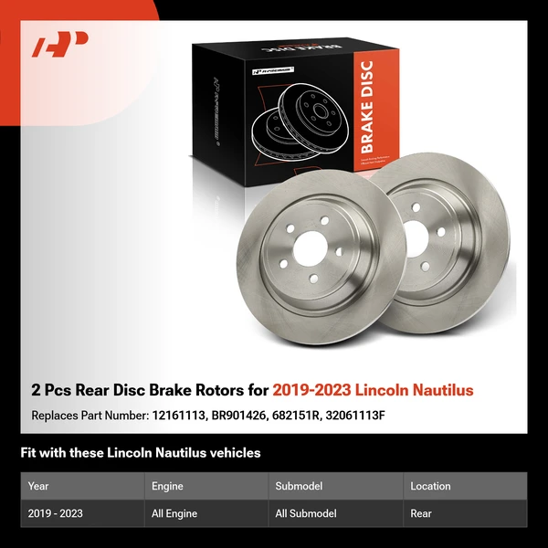 2 Pcs Rear Disc Brake Rotors for 2019-2023 Lincoln Nautilus