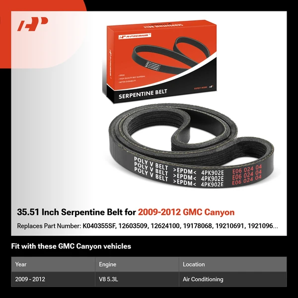 35.51 Inch Serpentine Belt for 2009-2012 GMC Canyon