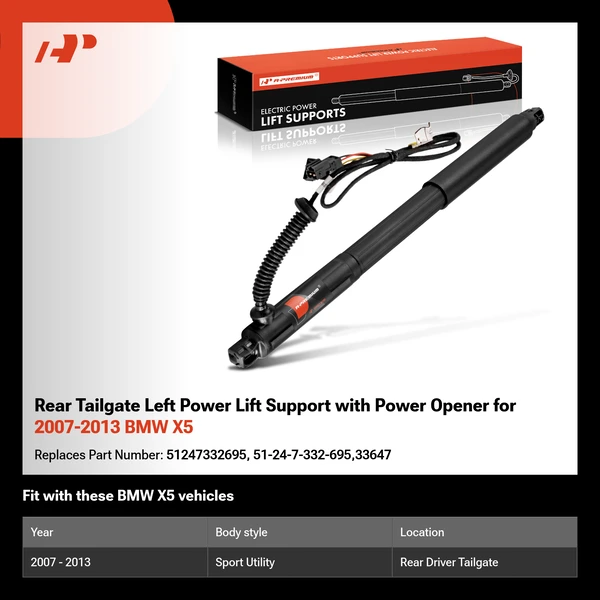 Rear Tailgate Left Power Lift Support with Power Opener for 2007-2013 BMW X5
