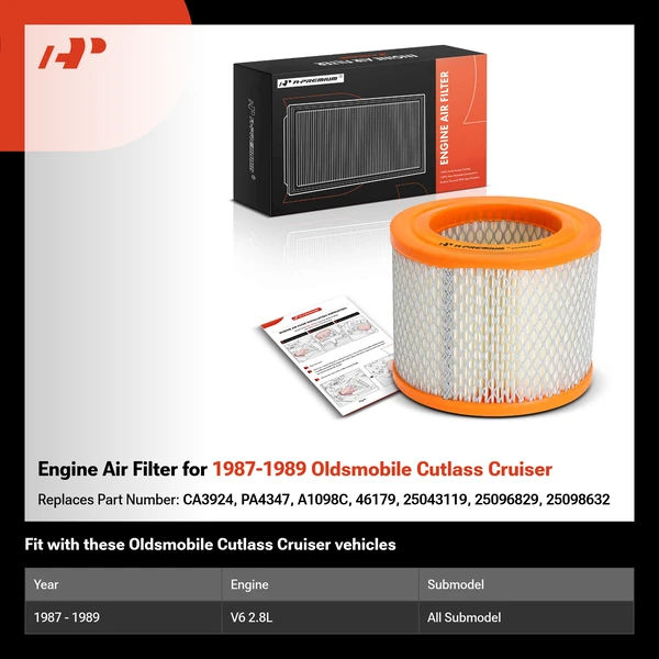 Engine Air Filter for 1987-1989 Oldsmobile Cutlass Cruiser