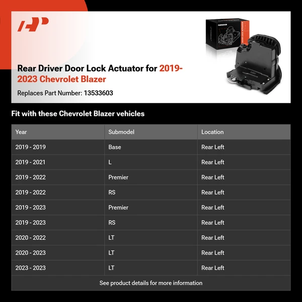 Rear Driver Door Lock Actuator for 2019-2023 Chevrolet Blazer