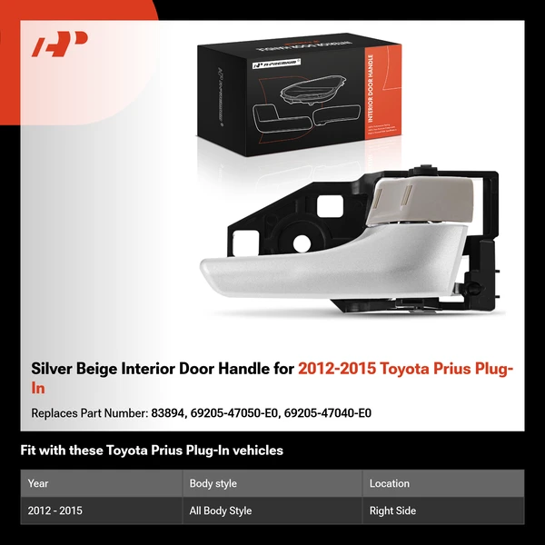Silver Beige Interior Door Handle for 2012-2015 Toyota Prius Plug-In
