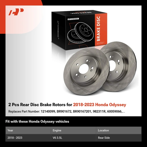 2 Pcs Rear Disc Brake Rotors for 2018-2023 Honda Odyssey