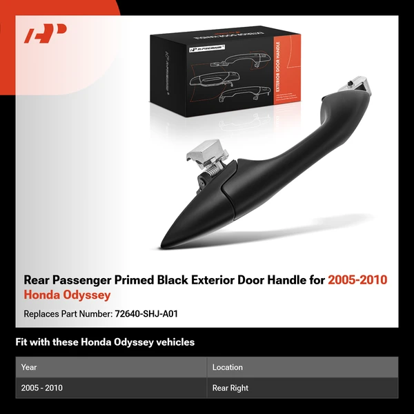 Rear Passenger Primed Black Exterior Door Handle for 2005-2010 Honda Odyssey