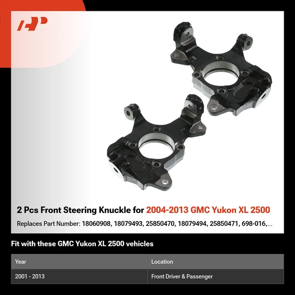 2 Pcs Front Steering Knuckle for 2004-2013 GMC Yukon XL 2500