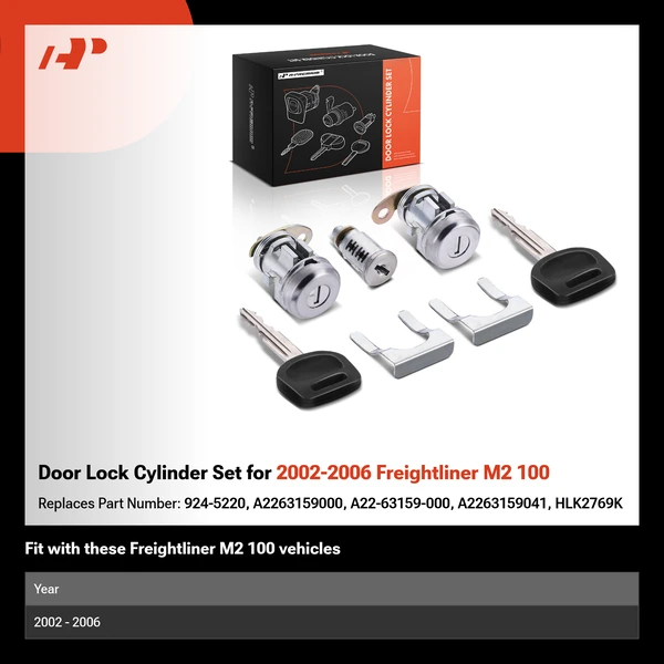 Door Lock Cylinder Set for 2002-2006 Freightliner M2 100